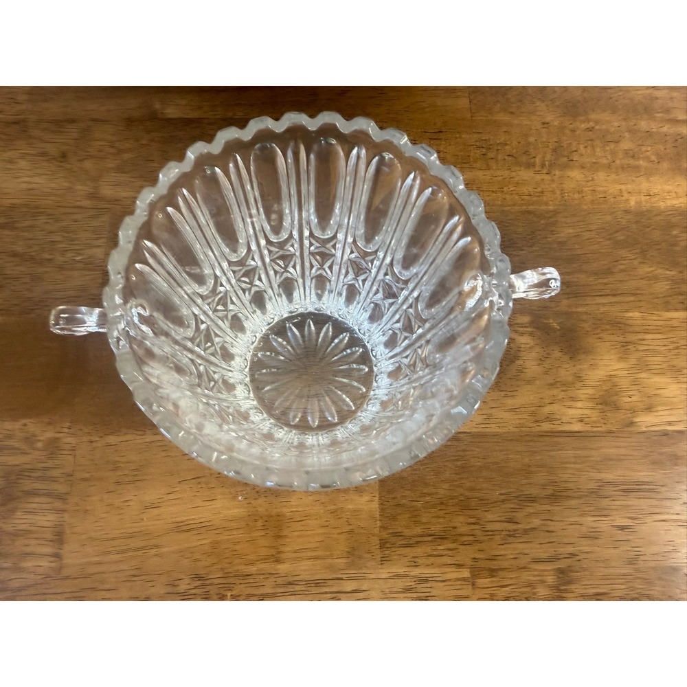Vintage Glass Ice Bucket Scroll Handles BarwareMCM Champagne Wine Cooler - Picture 4 of 10